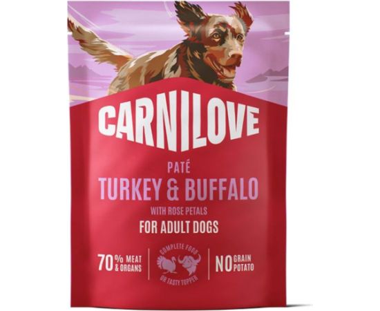 Carnilove Carnilove Dog Pouch Karma mokra dla psów Indyk i bawół z płatkami róży 300 g Suņu barība