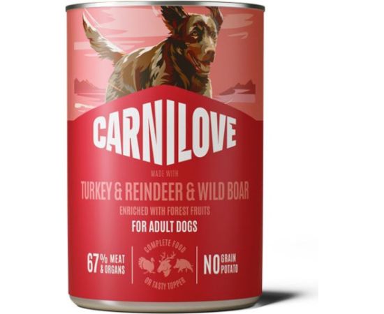 Carnilove Carnilove Dog Can Pat Karma mokra dla psów Indyk, renifer i dzik z czarną porzeczką 400 g Suņu barība