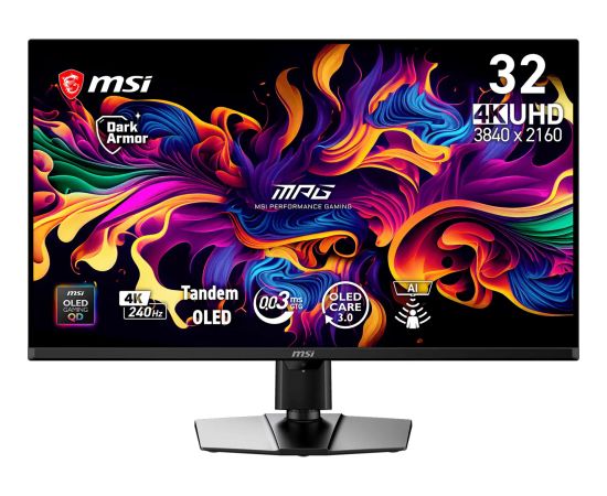 MSI MPG 322URDE QD-OLED X24 (80 cm (31.5 inches), black, UltraHD/4K, HDMI, DP, USB-C, KVM, USB hub, 240Hz panel) Monitori