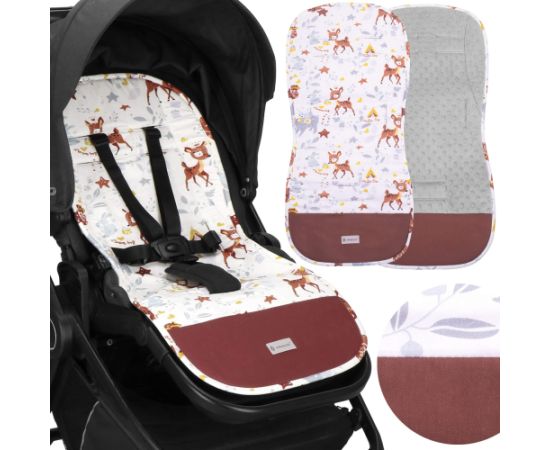 Вкладыш в прогулочную коляску Springos SB0056, 37x78 см, двусторонний коврик, узор с животными, серый/белый/коричневый/многоцветный Новости - Детские товары