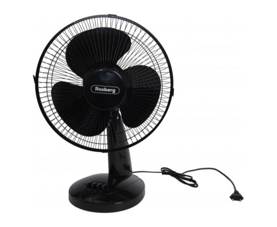 Galda ventilators, 30 W, 30 cm, 3 ātrumu izvēle, regulējama galva, melns, 551760B12B, Rosberg Ventilatori
