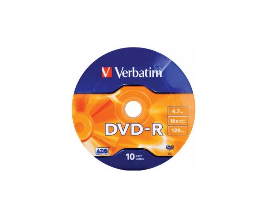 Matricas DVD-R AZO Verbatim 4.7GB Wagon Wheel 16x 10 Pack Spindle CD DVD Matricas Diski