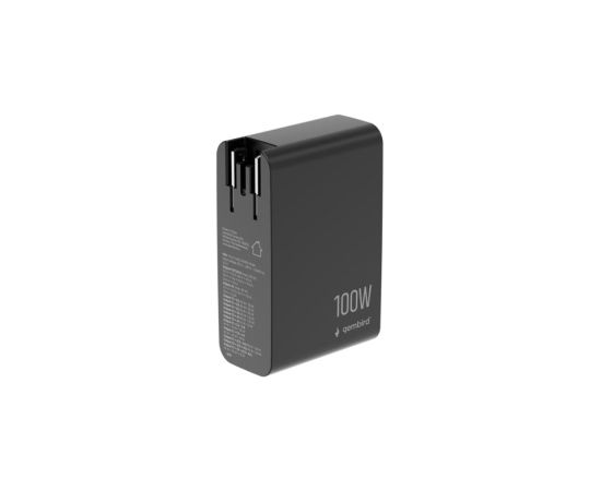 Lādētājs Gembird 4-port 100W GaN USB Fast Charger LCD Black USB PD QC 3.0 Telefonu lādētāji 220v