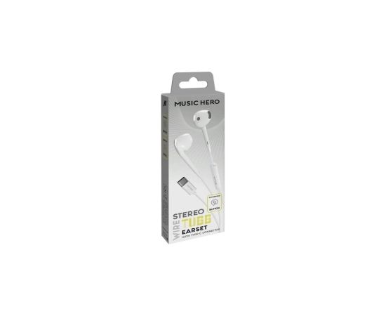 Austiņas SBS Music Hero Stereo White USB-C Austiņas