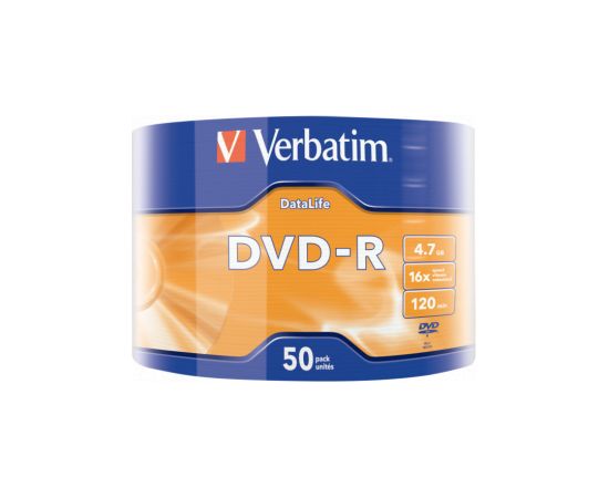 Matricas DVD-R Data Life Verbatim 4.7GB 16x 50 Pack Matt Silver Wrap Spindle CD DVD Матричные Диски