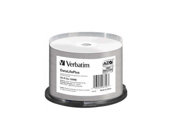 Matricas CD-R Verbatim 700MB 1x-52x DataLifePlus No ID 50 Pack Spindle CD DVD Матричные Диски