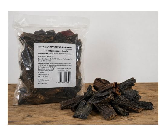 PETITTO Dried beef liver Mono - dog treat - 1kg Suņu barība