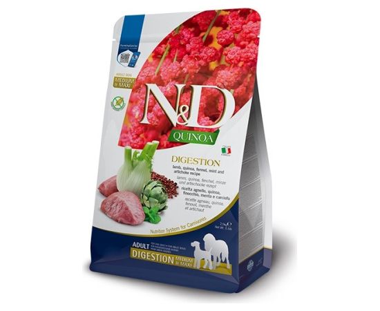 FARMINA N&D Quinoa Digestion Adult Medium Maxi Lamb dry dog food - 7 kg. Suņu barība