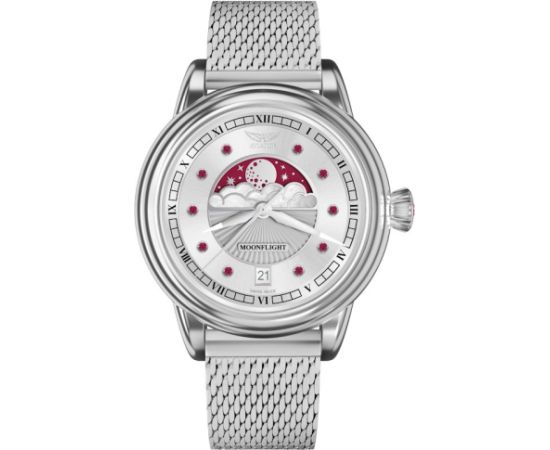 AVIATOR Douglas Moonflight Gemstone Edition Silver Red Ruby V.1.33.0.419.5 Rokas pulksteņi 