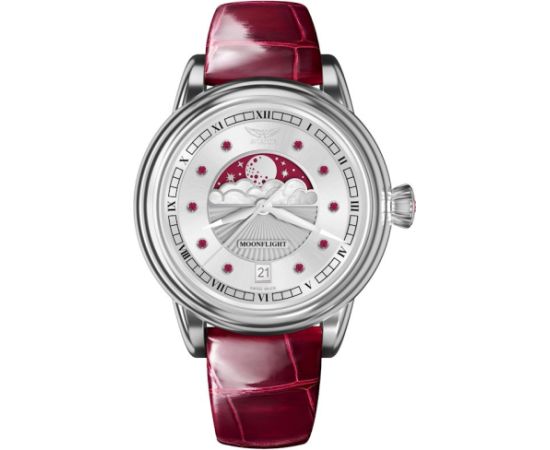 AVIATOR Douglas Moonflight Gemstone Edition Silver Red Ruby V.1.33.0.419.4 Rokas pulksteņi 