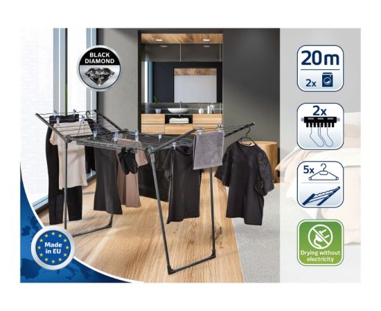 Leifheit Veļas žāvētājs Pegasus 200 Solid Black Veļas žāvēšana