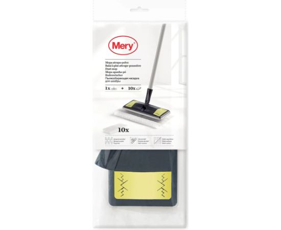 Mery Щетка для пола для сбора пыли Dust Mop 25,8x10,5 см с 10 салфетками 29,5x21,5 см Уборка помещений