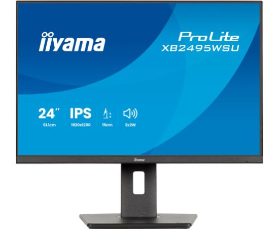 Iiyama ProLite XB2495WSU-B1 (61.1 cm (24.1 Zoll), schwarz (matt), WUXGA, IPS, HDMI, DP, USB-Hub, ergonomischer Standfuß, 100Hz Panel) Monitori
