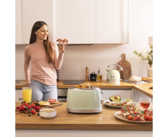 Cecotec Toaster Toast&Taste 800 Vintage Power 850 W Number of slots 2 Housing material Stainless steel Light Green Тостеры