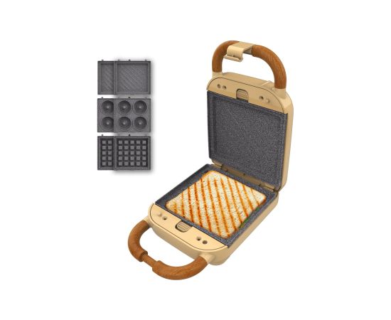 Cecotec Sandwich Maker Rock'nToast Retro One Yellow Retro-style 700 W Number of plates 3 Yellow Тостеры для сэндвичей