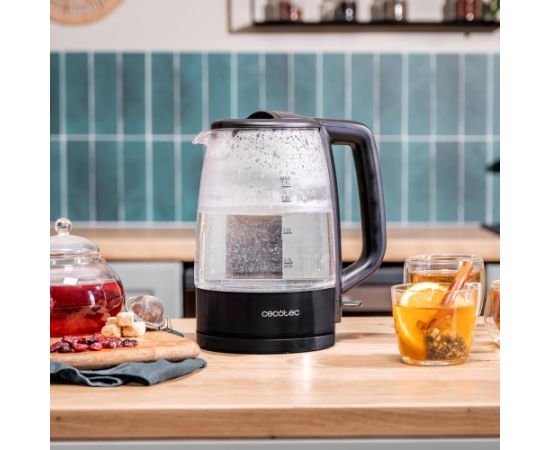 Cecotec Kettle ThermoSense 320 Clear 2200 W Electric 1.7 L Glass 360° rotational base Black/Transparent Tējkannas (elektriskās)