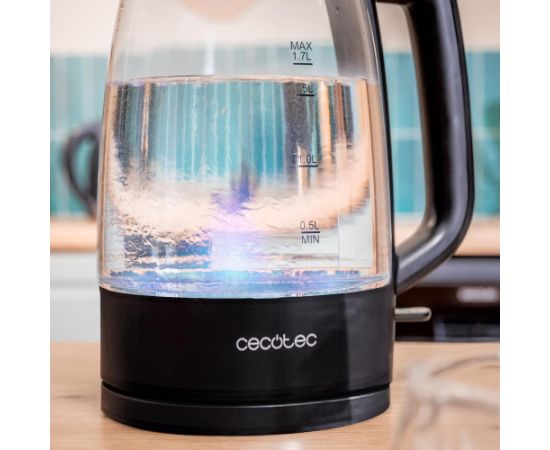 Cecotec Kettle ThermoSense 320 Clear 2200 W Electric 1.7 L Glass 360° rotational base Black/Transparent Tējkannas (elektriskās)