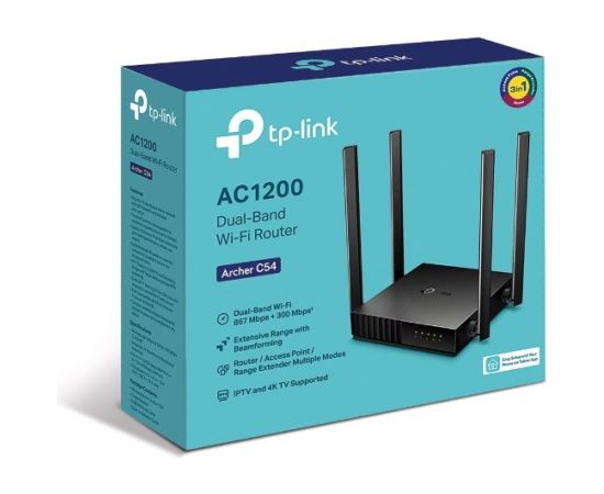 TP-Link Archer C54 wireless router Fast Ethernet Dual-band (2.4 GHz / 5 GHz) Black Wireless Routers