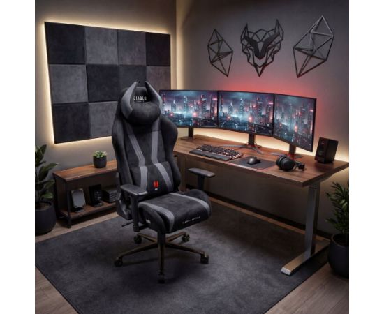 Krzesło biurowe Diablo Chairs Fotel gamingowy materiałowy czarny Diablo X-Horn 2.0 Burned Black Normal Jaunumi, mēbeles, māja