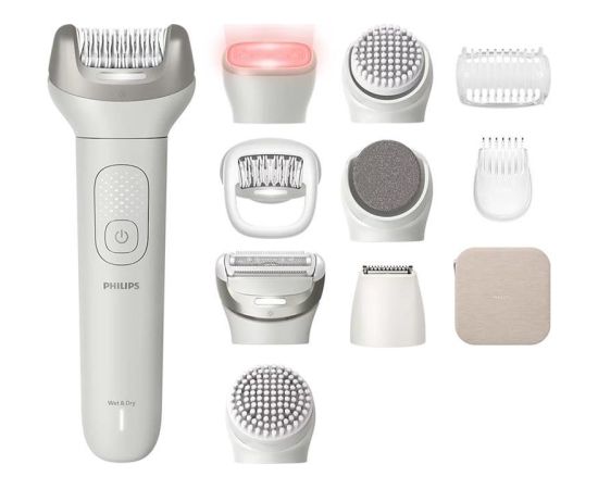 Philips 9900, Wet & Dry, 11-piece set, grey - Beauty set Epilatori, bikini trimmeri, sieviešu skuvekļi