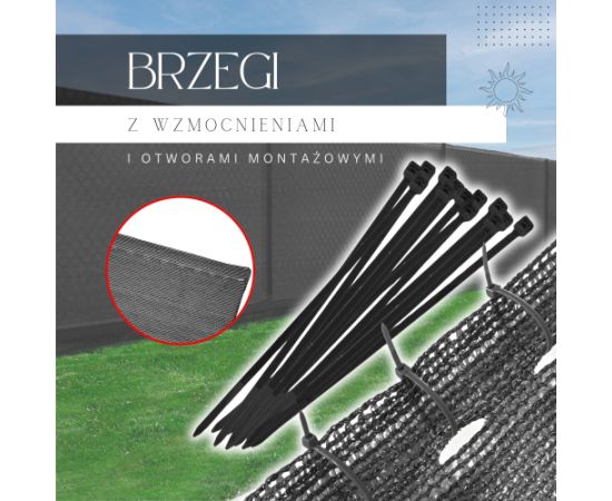 Springos Gaiši antracīta ēnošanas tīkls 185 GSM 1,5 x 25 m, 100 stiprinājumi SN0063 Nojumes un aksesuāri