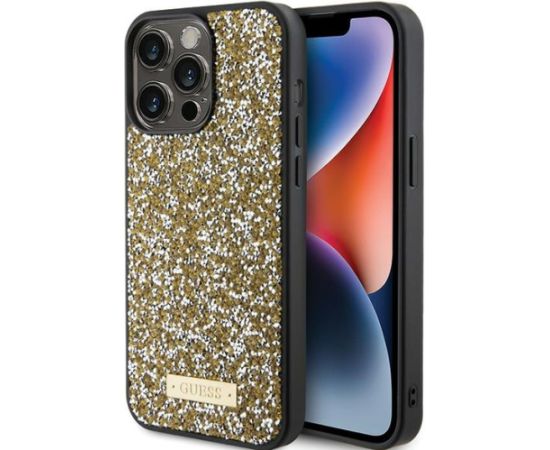 Guess Rhinestone Metal Logo Case Aizsargapvalks Priekš Apple iPhone 15 Neoriģinālie Maciņi