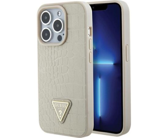 Guess Croco Triangle Logo Aizsargapvalks Priekš Apple iPhone 15 Pro Neoriģinālie Maciņi