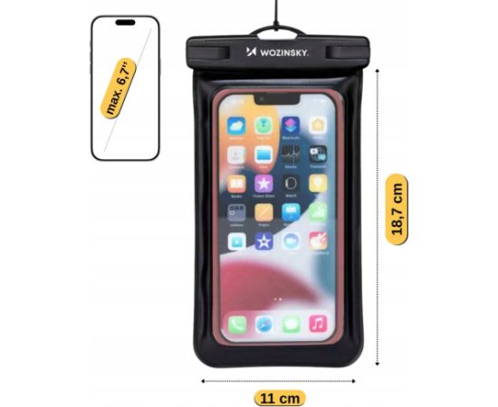 Wozinsky   WWE-01 Case Waterproof, with wrist strap PVC phone armband case Black Neoriģinālie Maciņi