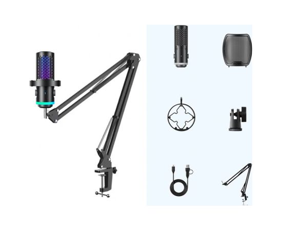 BOYA CastMic G40B Wired Gaming Microphone with Arm, USB-C - Black Mikrofoni