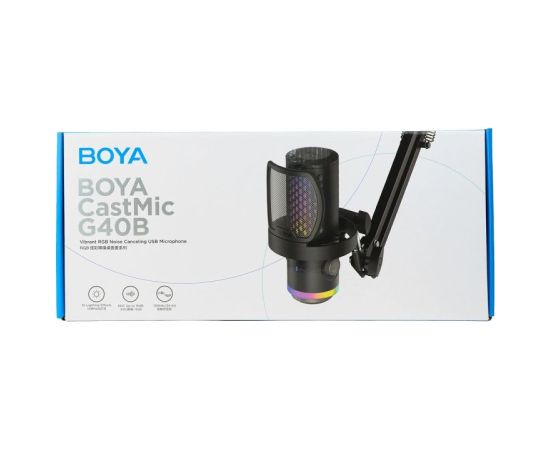 BOYA CastMic G40B Wired Gaming Microphone with Arm, USB-C - Black Mikrofoni