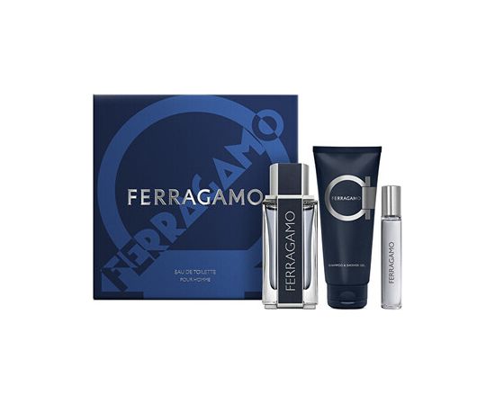 Salvatore Ferragamo Ferragamo for Men Dárková sada EDT 100 ml, sprchový gel a šampon 100 ml a miniaturka EDT 15 ml 100ml Dāvanu komplekti