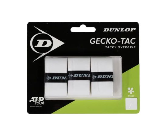 Tennis racket overgrip DUNLOP GECKO-TAC ATP 3pcs, white  Teniss