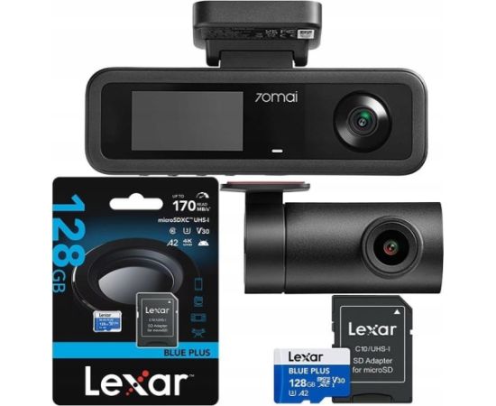 Xiaomi Videoreģistrators 70mai T400 3 + Karta Lexar 128GB Video reģistratori