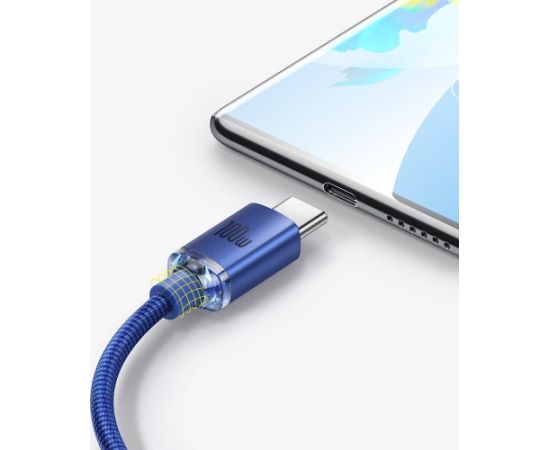 Baseus CAJY000403 Crystal Shine Series Datu kabelis USB - USB-C 100W 1,2m / zils Data USB kabeļi
