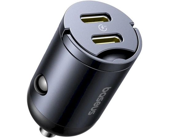 Baseus Tiny Star Mini Car Charger Auto lādētājs USB-C/USB-C 30W / kosmiski melns Telefonu lādētāji 12v Automašīnām