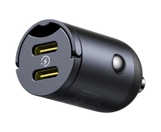 Baseus Tiny Star Mini Car Charger Auto lādētājs USB-C/USB-C 30W / kosmiski melns Telefonu lādētāji 12v Automašīnām