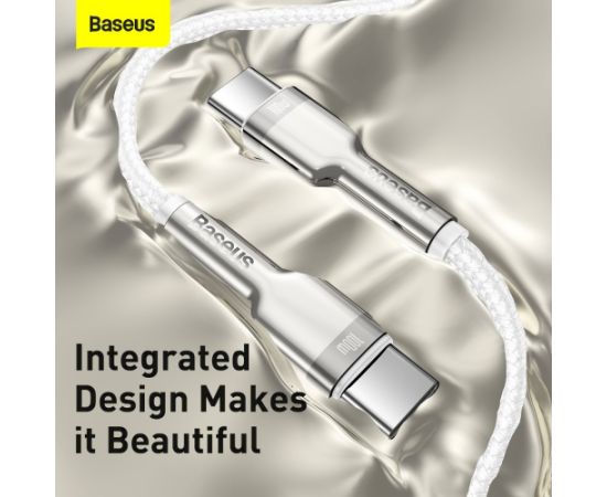 Baseus Cafule Metal Series Data Cable Datu kabelis USB-C - USB-C 100W 1m / balts Data USB kabeļi