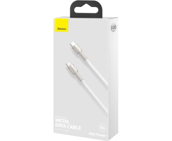 Baseus Cafule Metal Series Data Cable Datu kabelis USB-C - USB-C 100W 1m / balts Data USB kabeļi