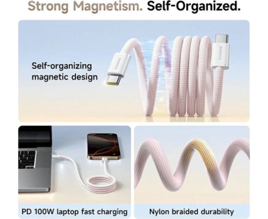 Baseus Dynamic 4 Pro Series Data Cable Datu kabelis USB-C - USB-C 100W 1m / maigi rozā Data USB kabeļi
