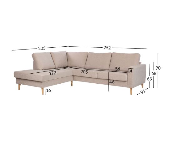Corner sofa HANSON LC, beige Dīvāni
