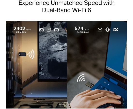 TP-LINK AX3000 Dual Band Wi-Fi 6 Wireless USB Adapter Archer TX50U 2.4 GHz, 5 GHz 802.11ax MU-MiMO No no PoE Antenna type Internal Access Points