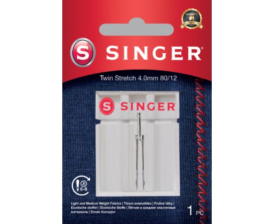 Singer Twin Stretch Needle, Decorative, 4.0 80/12 1PK Аксессуары для швейных машин