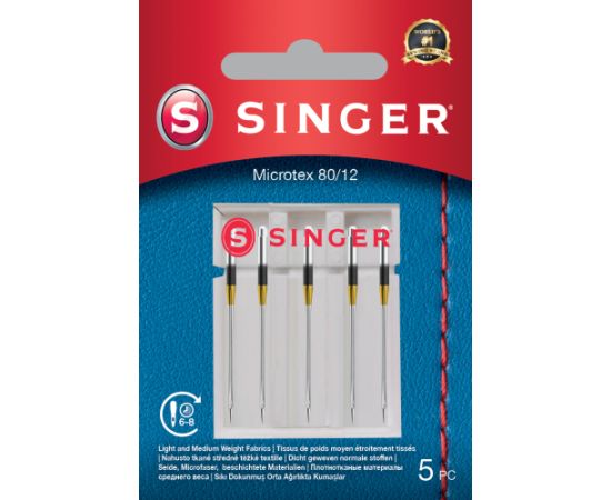 Singer Microtex Needle 80/12 5PK Аксессуары для швейных машин
