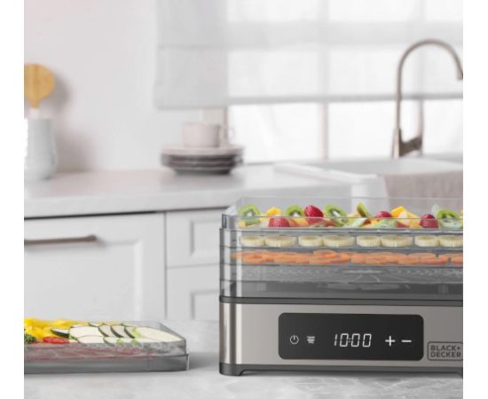 Black+Decker BXDE401E Fruit, Mushroom and Vegetable Dehydrator Dārzeņu Tvaicētāji un Žāvētāji