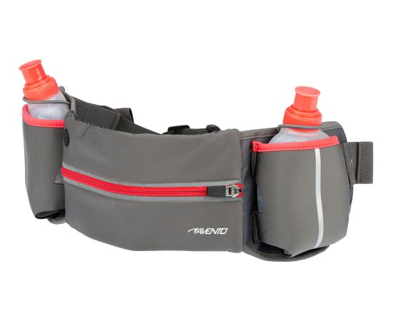 Hip bag with bottles AVENTO 44RA Grey/Fluorescent pink Skriešanas mugursomas