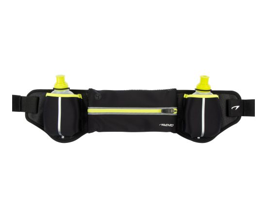 Hip bag with bottles AVENTO 44RA Black/Fluorescent yellow Рюкзаки для бега