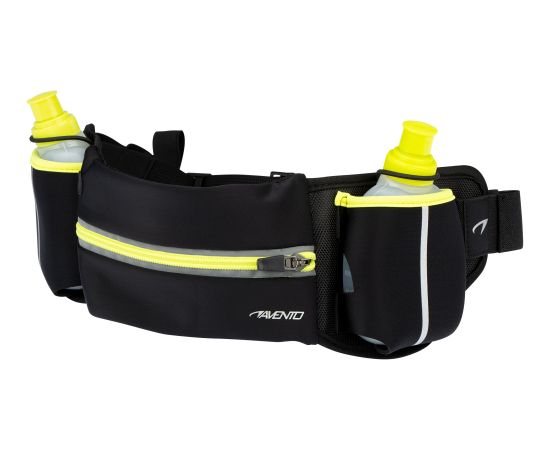 Hip bag with bottles AVENTO 44RA Black/Fluorescent yellow Рюкзаки для бега