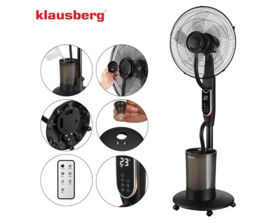 LED miglas ventilators ar mitrinātāju, ar tālvadības pulti, 90 W, KB 9043, Klausberg Ventilatori