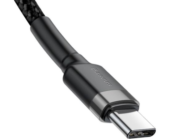 Baseus CATKLF-GG1 Cafule USB-C kabelis 60W 1m / pelēks/melns Data USB kabeļi