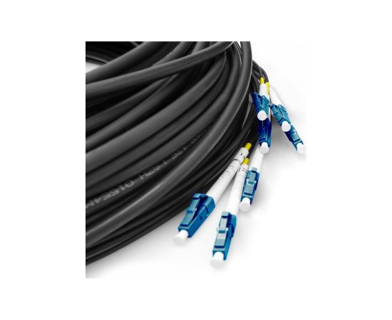 Digitus fiber optic universal breakout cable, duplex, LC/UPC connector, single mode OS2 (black, 50 meters, pre-assembled) Tīkla vadi
